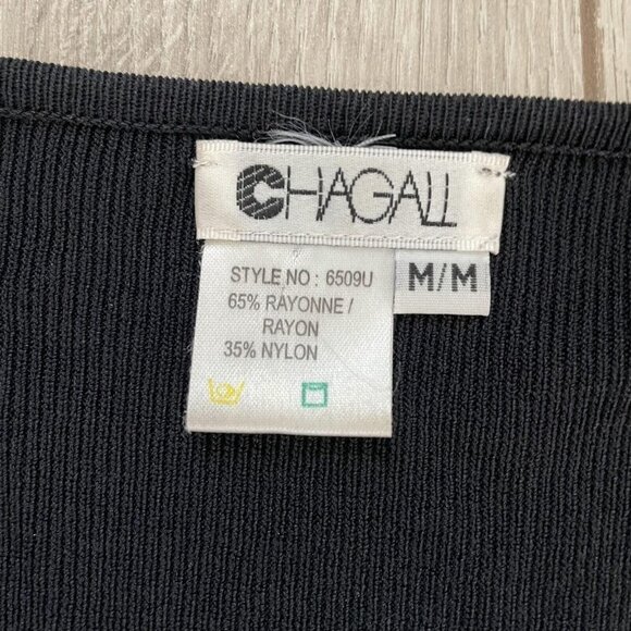 CHAGALL Women's Black Floral Rayon V-Neck Long Sleeve Pullover Sweater Size M - Picture 2 of 7